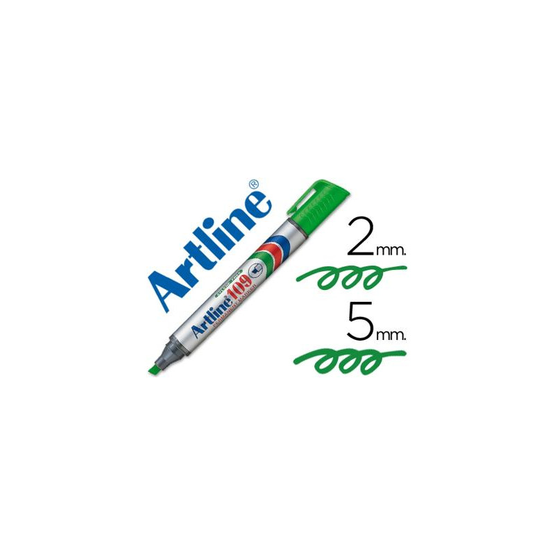 ROTULADOR ARTLINE MARCADOR PERMANENTE 109 VERDE PUNTA BISELADA