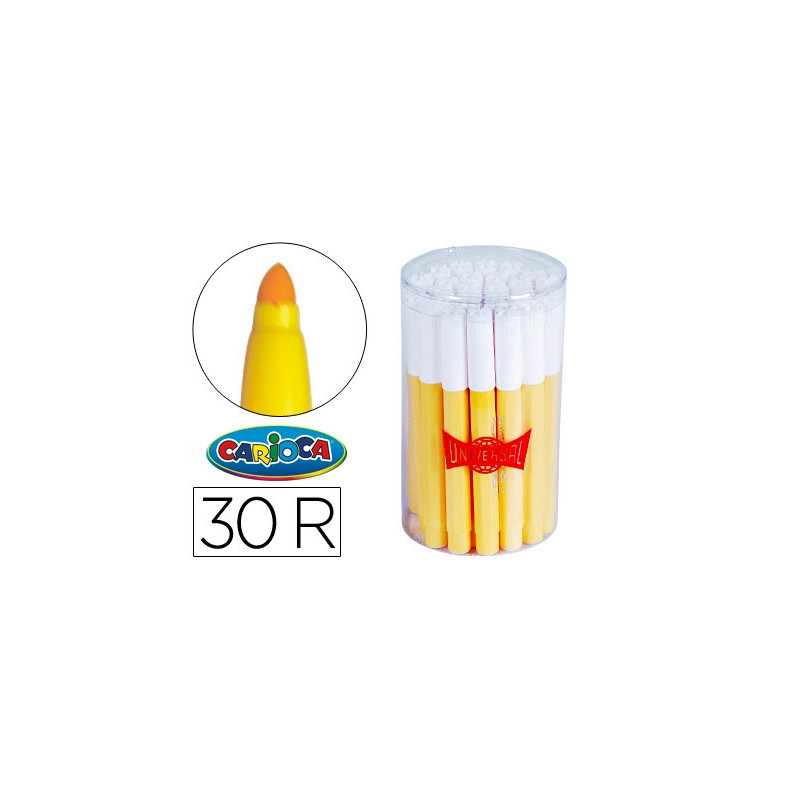 ROTULADOR CARIOCA JUMBO AMARILLO PUNTA GRUESA BOTE DE 30 UNIDADES