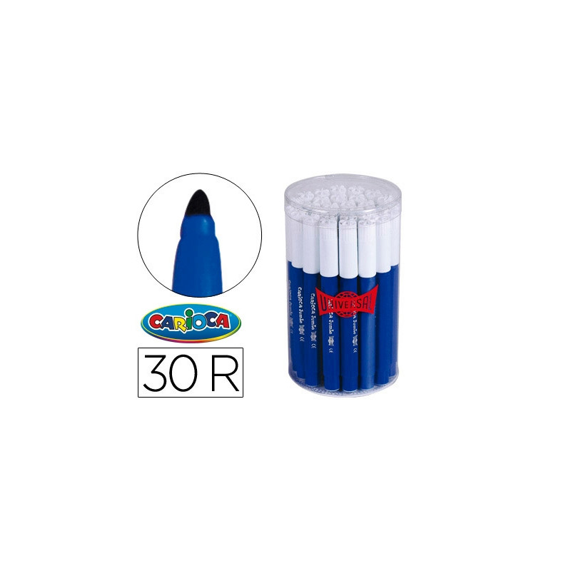 ROTULADOR CARIOCA JUMBO AZUL PUNTA GRUESA BOTE DE 30 UNIDADES