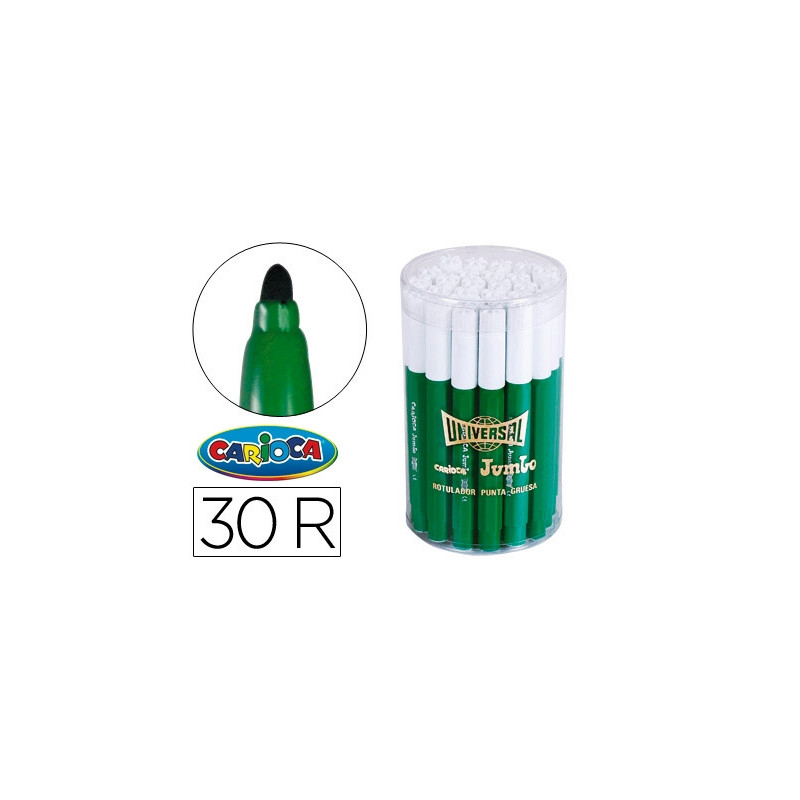 ROTULADOR CARIOCA JUMBO VERDE PUNTA GRUESA BOTE DE 30 UNIDADES