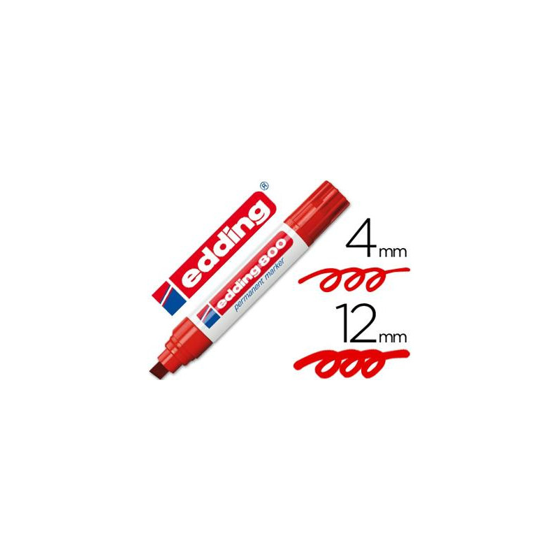 ROTULADOR EDDING MARCADOR PERMANENTE 800 ROJO PUNTA BISELADA 12 MM RECARGABLE
