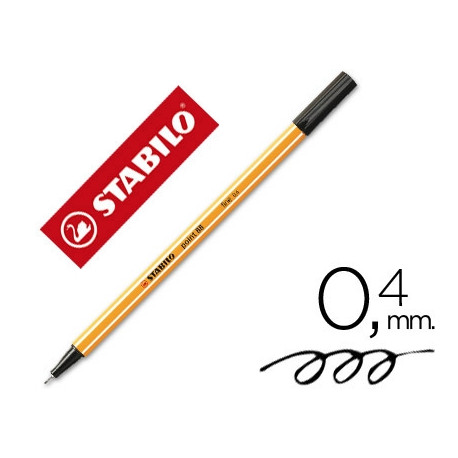 ROTULADOR STABILO PUNTA DE FIBRA POINT 88 NEGRO PUNTA FINA 0,4 MM ROTULADOR STABILO PUNTA DE FIBRA POINT 88 NEGRO PUNTA FINA 0,4 MM