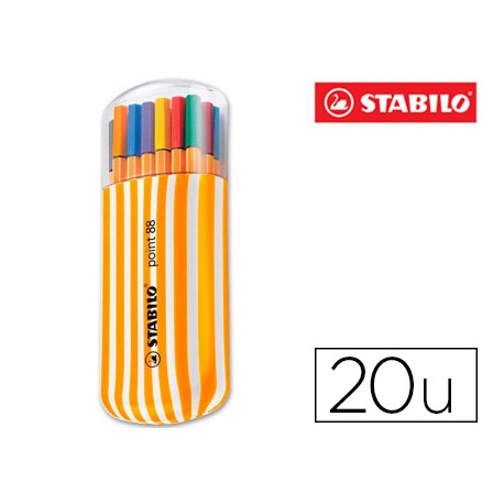 ROTULADOR STABILO PUNTA DE FIBRA POINT 88 ZEBRUI ESTUCHE DE 20 UNIDADES COLORES SURTIDOS ROTULADOR STABILO PUNTA DE FIBRA POINT 88 ZEBRUI ESTUCHE DE 20 UNIDADES COLORES SURTIDOS