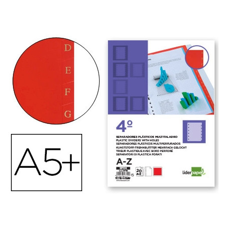 SEPARADOR LIDERPAPEL PLASTICO ALFABETICO A-Z CUARTO SEPARADOR LIDERPAPEL PLASTICO ALFABETICO A-Z CUARTO