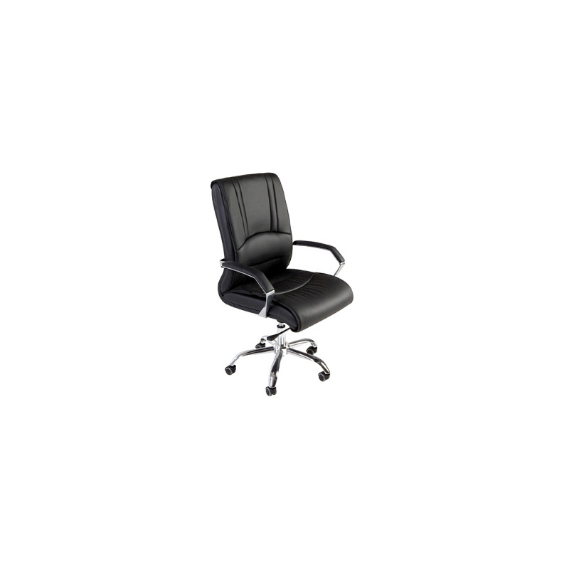 SILLA ROCADA DIRECCION SIMIL PIEL CON BRAZOS BASE METALICA CROMADA DIAMETRO 700MM RESPALDO 730MMX500