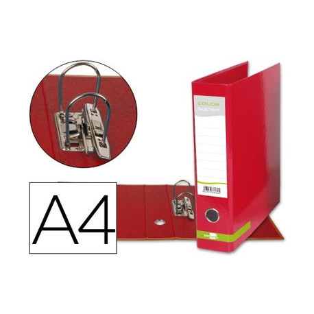 ARCHIVADOR DE PALANCA LIDERPAPEL A4 COLOR SYSTEM FORRADO SIN RADO LOMO 80MM ROJO COMPRESOR METALICO ARCHIVADOR DE PALANCA LIDERPAPEL A4 COLOR SYSTEM FORRADO SIN RADO LOMO 80MM ROJO COMPRESOR METALICO