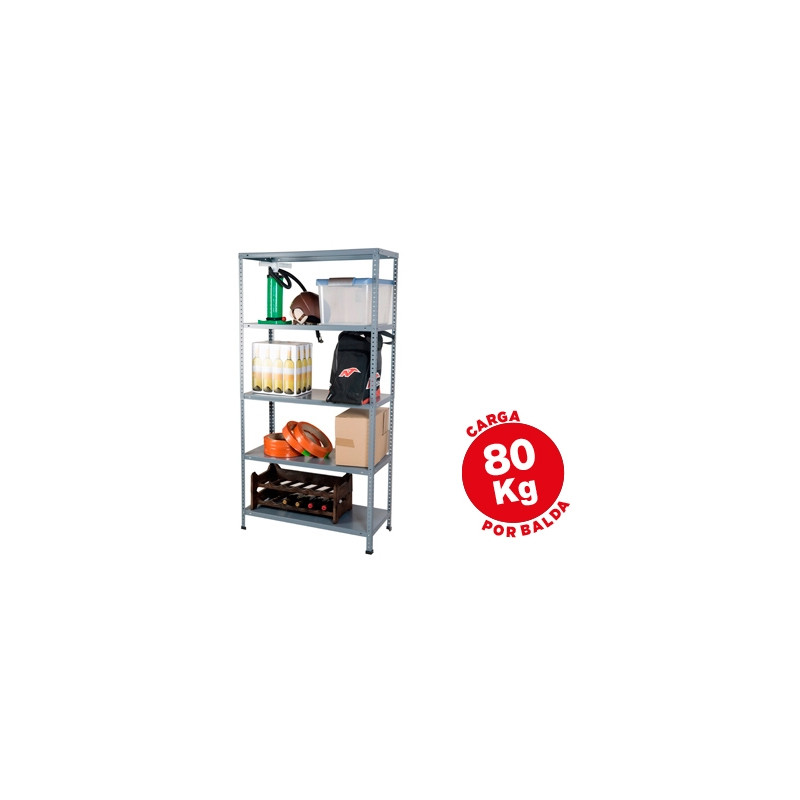 ESTANTERIA METALICA AR STORAGE 180X90X40 CM 5 ESTANTES 80 KG POR ESTANTE COLOR GRIS