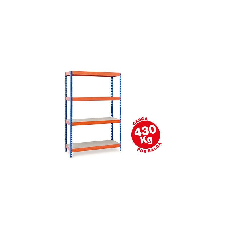 ESTANTERIA METALICA AR STORAGE 200X100X60CM 4 ESTANTES 430KG POR ESTANTE BANDEJAS DE MADERASIN TORNI