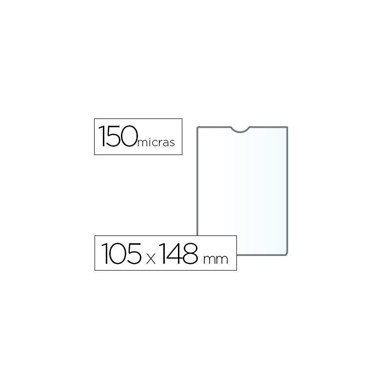 FUNDA PORTADOCUMENTO Q-CONNECT DIN A6 150 MICRAS PVC TRANSPARENTE CON UÑERO 105X148 MM