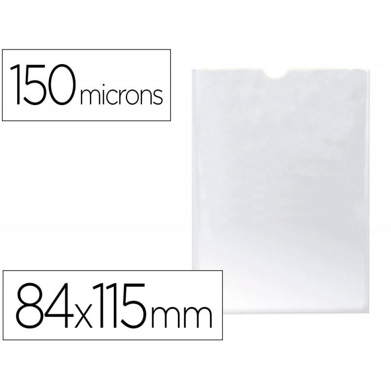 FUNDA PORTADOCUMENTO Q-CONNECT DIN A7 150 MICRAS PVC TRANSPARENTE CON UÐERO 84X115 MM