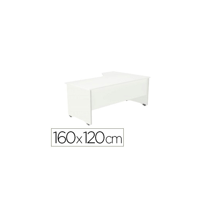 MESA ROCADA SERIE WORK 160X120 CM IZQUIERDA ACABADO AW04 BLANCO/BLANCO