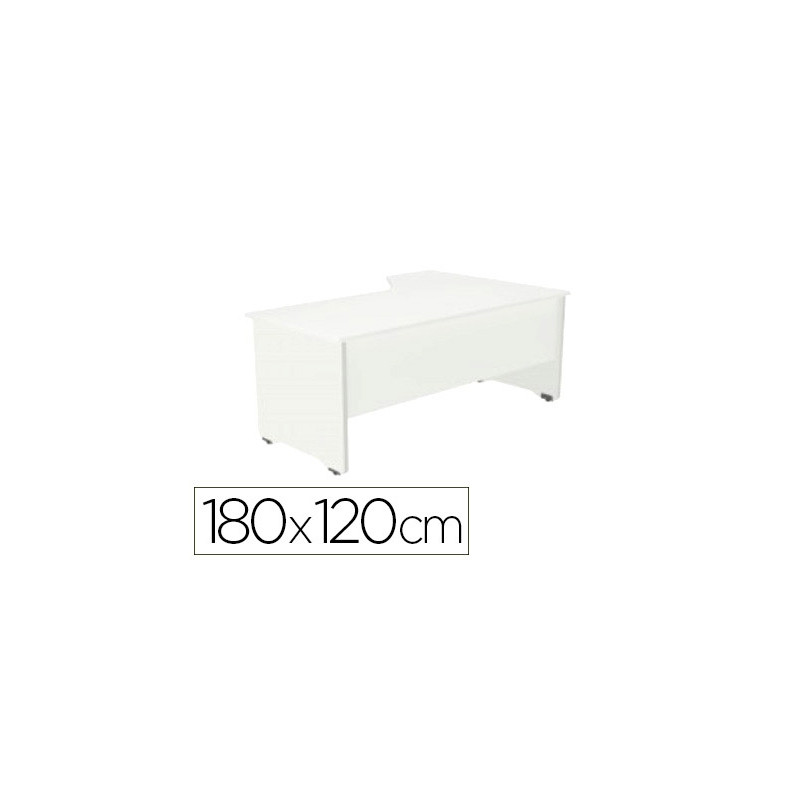 MESA ROCADA SERIE WORK 180X120 CM IZQUIERDA ACABADO AW04 BLANCO/BLANCO