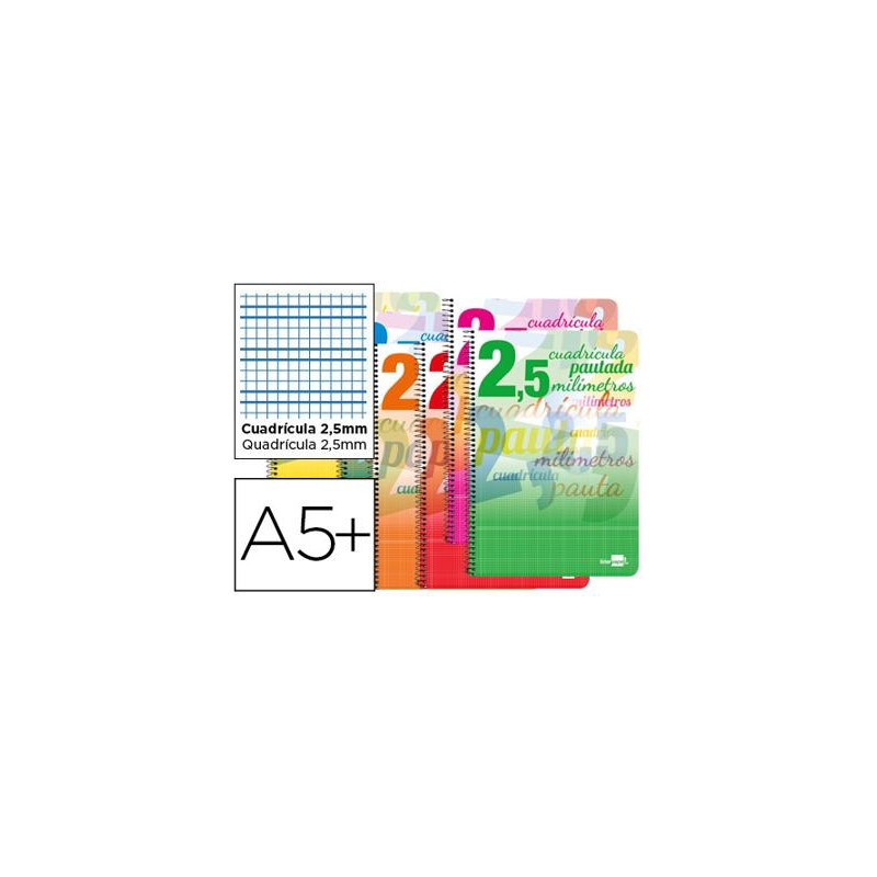CUADERNO ESPIRAL LIDERPAPEL CUARTO PAUTAGUIA TAPA BLANDA 40H 75 GR CUADRO PAUTADO 2,5MMCON MARGEN CO