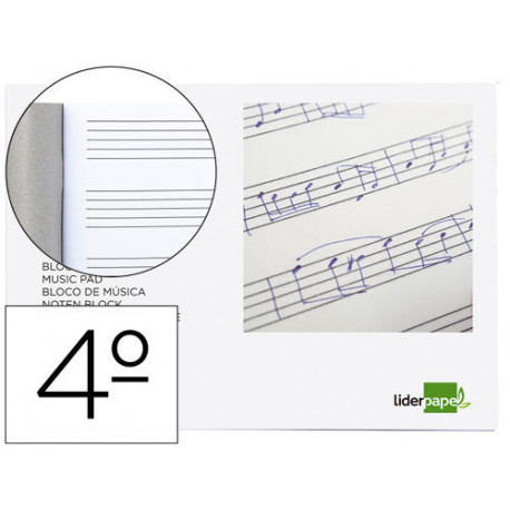 BLOC MUSICA LIDERPAPEL PENTAGRAMA 5MM CUARTO 20 HOJAS 100G/M2 GRAPADO BLOC MUSICA LIDERPAPEL PENTAGRAMA 5MM CUARTO 20 HOJAS 100G/M2 GRAPADO