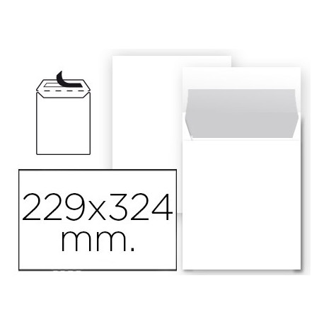 SOBRE LIDERPAPEL BOLSA N 8 BLANCO DIN 229X324 MM TIRA DE SILICONA PAQUETE DE 25 UNIDADES SOBRE LIDERPAPEL BOLSA N 8 BLANCO DIN 229X324 MM TIRA DE SILICONA PAQUETE DE 25 UNIDADES
