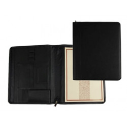 CARPETA PORTAFOLIOS Q-CONNECT ARTESANIA A4 SIMILPIEL NEGRO CREMALLERA Y DPTOS. 332X262X30 MM FABRICA