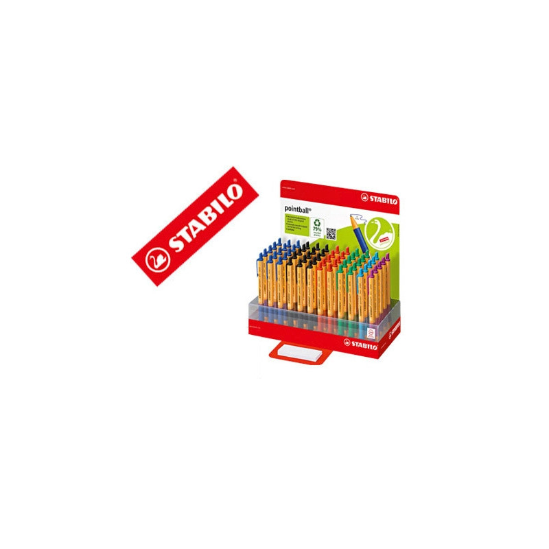 BOLIGRAFO STABILO POINTBALL 0,5 MM RETRACTIL EXPOSITOR DE 60 COLORES SURTIDOS