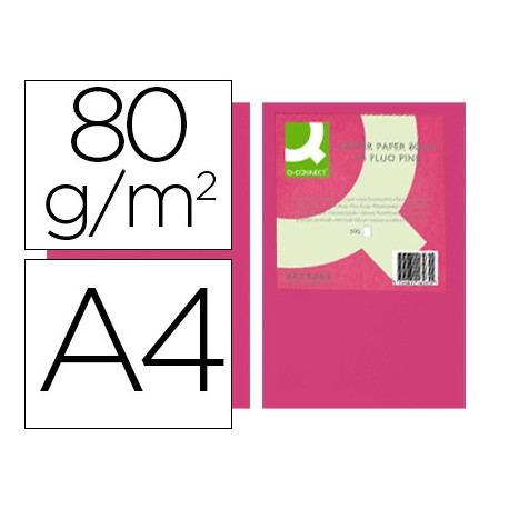 PAPEL COLOR Q-CONNECT DIN A4 80GR ROSA NEON PAQUETE DE 500 HOJAS PAPEL COLOR Q-CONNECT DIN A4 80GR ROSA NEON PAQUETE DE 500 HOJAS