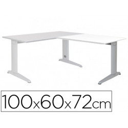 ALA PARA MESA ROCADA SERIE METAL 60X 100 CM DERECHA O IZQUIERDA ACABADO AC04 ALUMINIO/ BLANCO