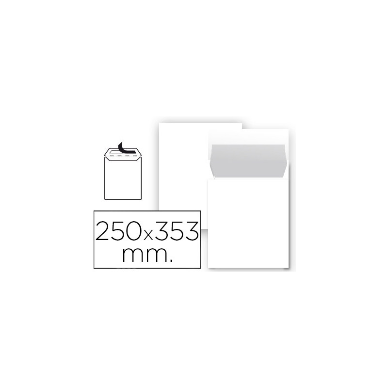 SOBRE LIDERPAPEL BOLSA N 10 BLANCO FOLIO PROLONGADO 250X353 MM TIRA DE SILICONA PAQUETE DE 25 UNIDAD