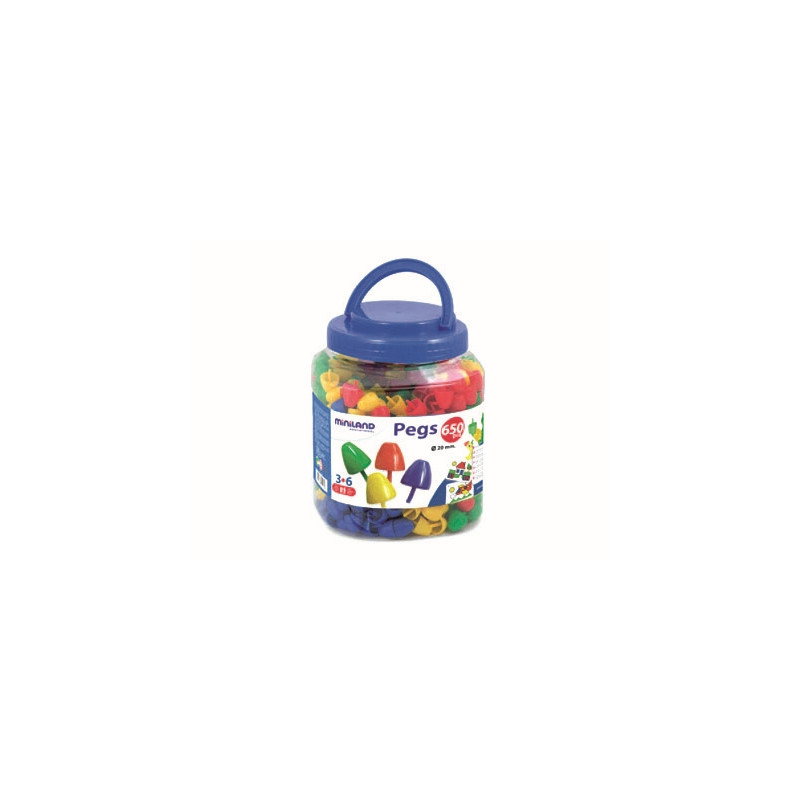 JUEGO MINILAND PEGS BOTE DE 650 PIEZAS DE 20 MM