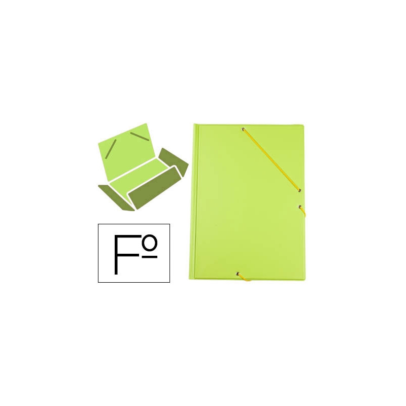 CARPETA LIDERPAPEL GOMAS PLASTICO FOLIO SOLAPAS COLOR VERDE