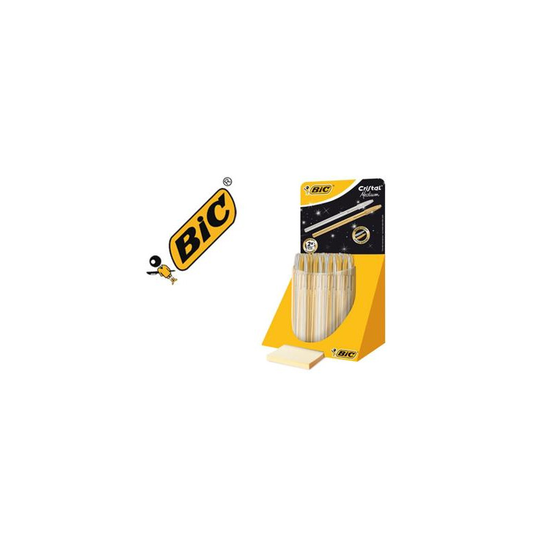 BOLIGRAFO BIC CRISTAL LINEA CELEBRATION DORADO Y PLATEADO EXPOSITOR DE 40 UNIDADES SURTIDAS