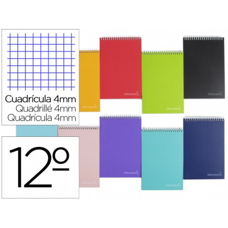 CUADERNO ESPIRAL LIDERPAPEL BOLSILLO DOCEAVO APAISADO WITTY TAPA DURA 80H 75GR CUADRO 4 MM COLORES S CUADERNO ESPIRAL LIDERPAPEL BOLSILLO DOCEAVO APAISADO WITTY TAPA DURA 80H 75GR CUADRO 4 MM COLORES S