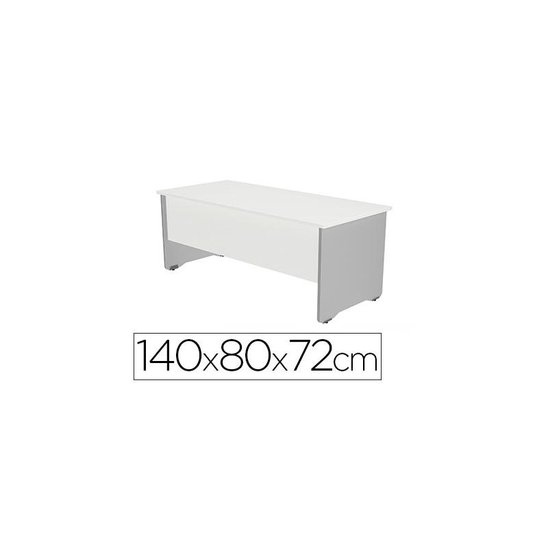 MESA OFICINA ROCADA SERIE WORK 140X80 CM ACABADO AB04 ALUMINIO/BLANCO