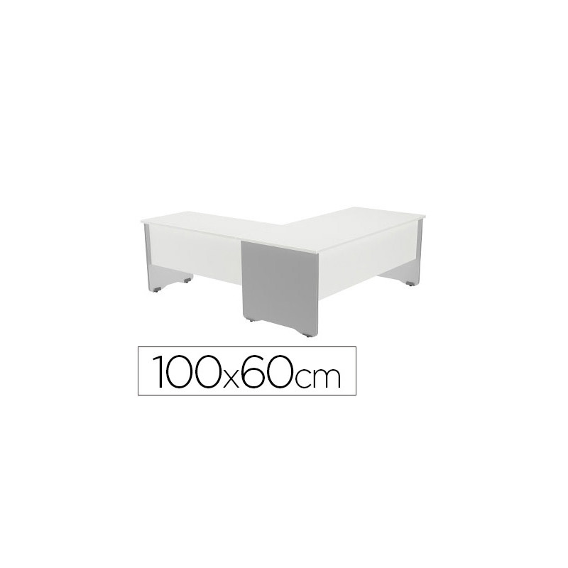 ALA PARA MESA ROCADA SERIE WORK 100X60 CM ACABADO AB04 ALUMINIO/BLANCO