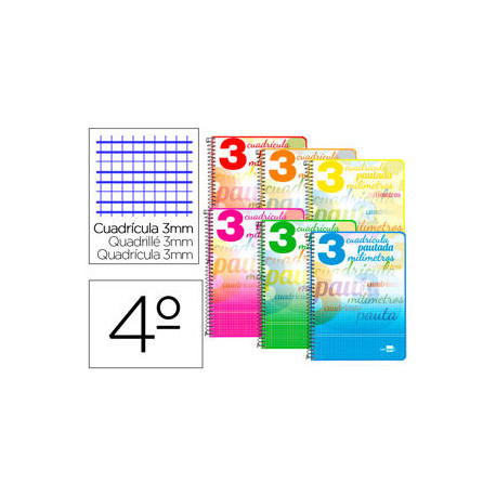 CUADERNO ESPIRAL LIDERPAPEL CUARTO PAUTAGUIA TAPA DURA 80H75 GR CUADRO PAUTADO 3 MM CON MARGEN CUADERNO ESPIRAL LIDERPAPEL CUARTO PAUTAGUIA TAPA DURA 80H75 GR CUADRO PAUTADO 3 MM CON MARGEN