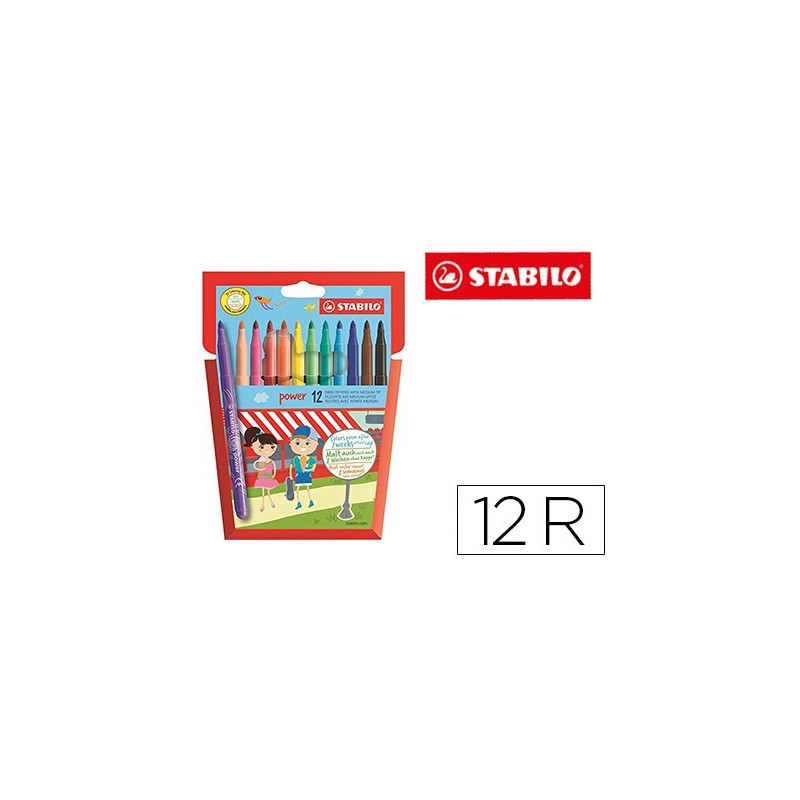 ROTULADOR STABILO POWER CAJA DE 12 UNIDADES COLORES SURTIDOS