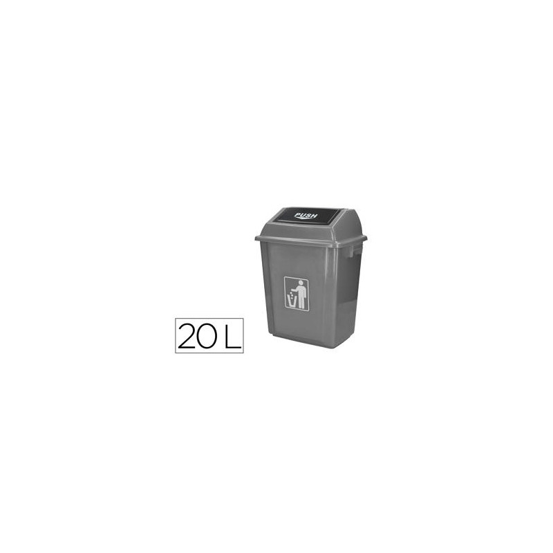 PAPELERA CONTENEDOR Q-CONNECT PLASTICO CON TAPA DE BALANCIN 20 LITROS GRIS 340X240X450 MM