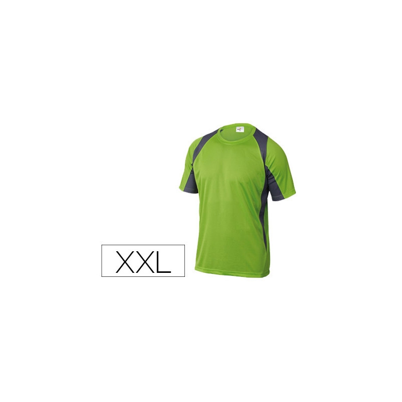 CAMISETA DELTAPLUS POLIESTER MANGA CORTA CUELLO REDONDO TRATAMIENTO SECADO RAPIDO COLOR VERDE-GRIS T