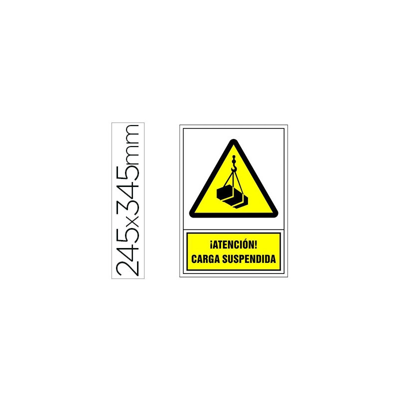 PICTOGRAMA SYSSA SEÑAL DE ADVERTENCIA ATENCION! CARGA SUSPENDIDA EN PVC 245X345 MM