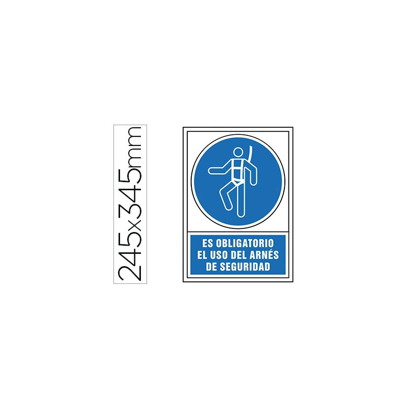 PICTOGRAMA SYSSA SEÑAL DE OBLIGACION ES OBLIGATORIO EL USO DE ARNES DE SEGURIDAD EN PVC 245X345 MM