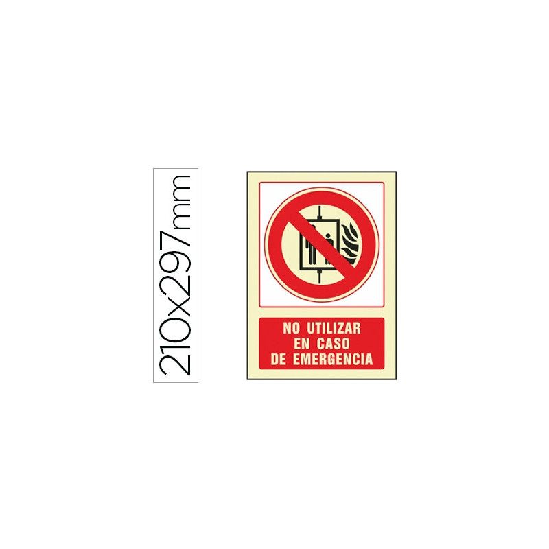 PICTOGRAMA SYSSA SEÑAL DE NO UTILIZAR EN CASO DE INCENDIO EN PVC FOTOLUMINISCENTE 210X297 MM
