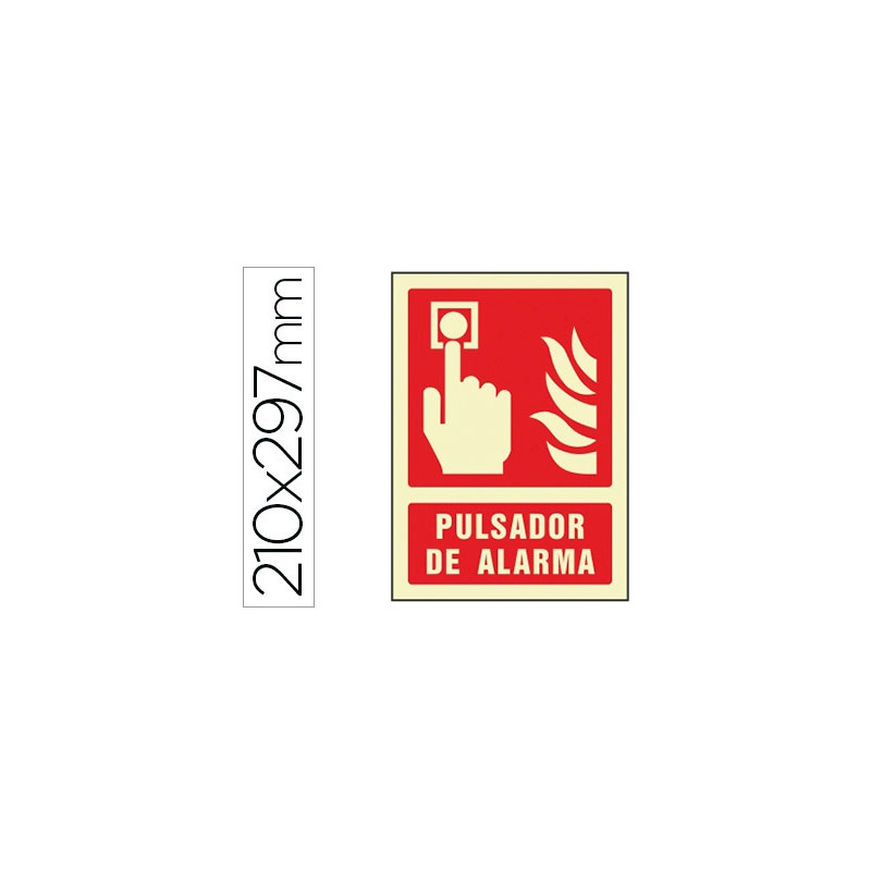 PICTOGRAMA SYSSA SEÑAL DE PULSADOR DE ALARMA EN PVC FOTOLUMINISCENTE 210X297 MM