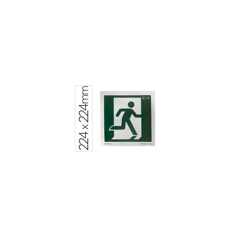 PICTOGRAMA SYSSA SEÑAL DE SALIDA DE EMERGENCIA DERECHA EN PVC FOTOLUMINISCENTE 224X224 MM