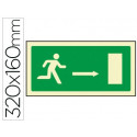 PICTOGRAMA SYSSA SEÑAL DE SALIDA EMERGENCIA FLECHA DERECHA EN PVC FOTOLUMINISCENTE 320X160 MM