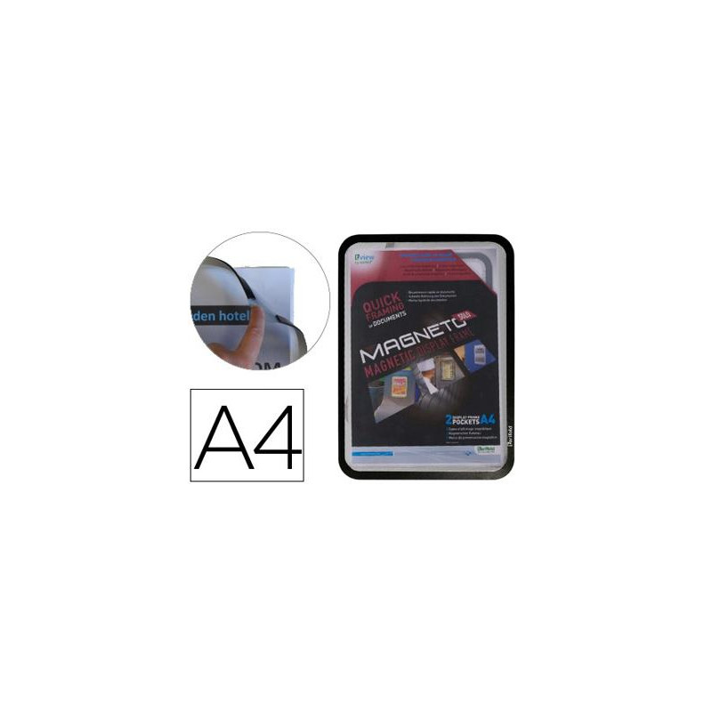 MARCO PORTA ANUNCIOS TARIFOLD MAGNETO DIN A4 CON 4 BANDAS MAGNETICAS EN EL DORSO COLOR NEGRO PACK DE