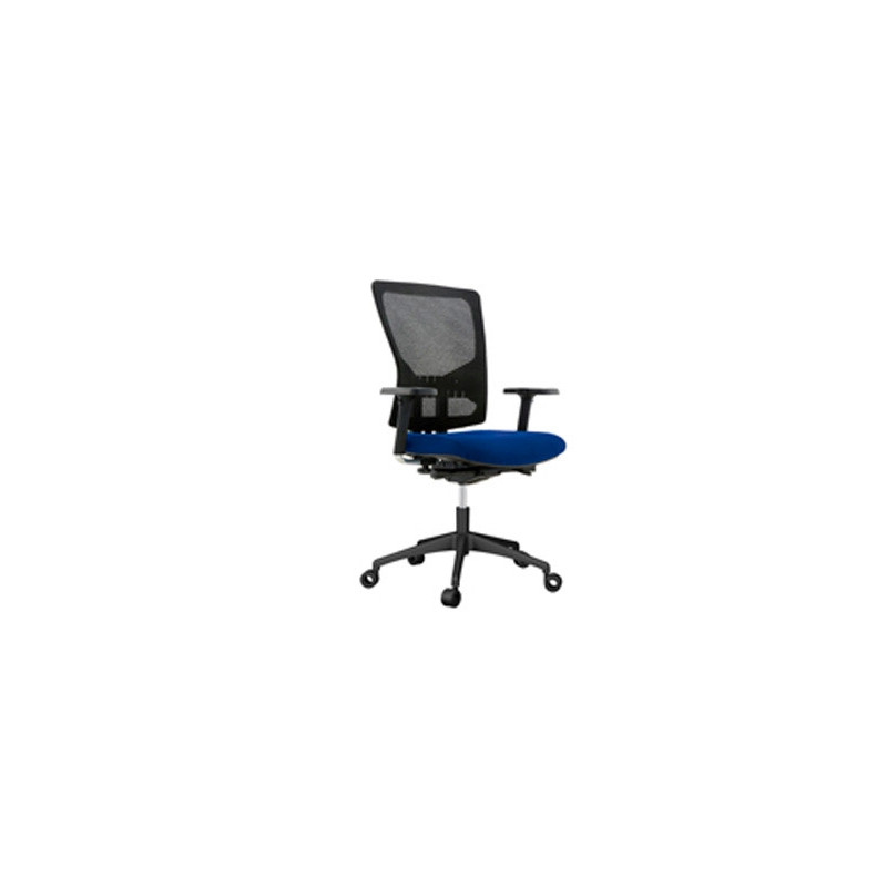 SILLA ROCADA DE OFICINA CON BRAZOS TAPIZADA EN TELA INGNIFUGA Y RESPALDO EN POLIMERO COLOR AZUL
