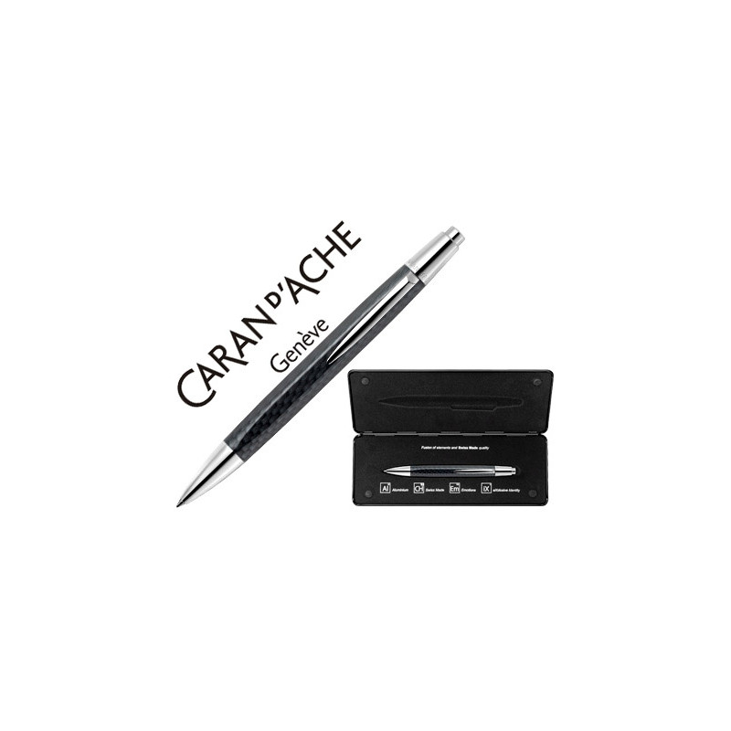 BOLIGRAFO CARAN D'ACHE ALCHEMIX CUERPO FIBRA DE CARBONO ADORNOS CROMADOS BRILLANTE CON ESTUCHE PUNTA