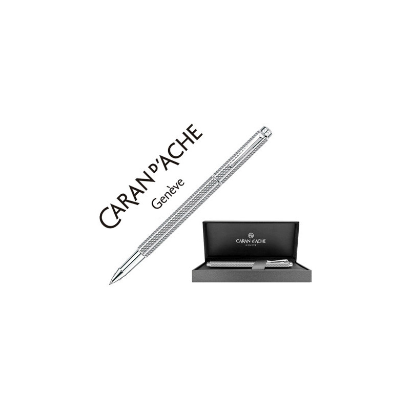 ROLLER CARAN D'ACHE ECRIDOR CUBRIK PLACADO PALADIO GRABADO GUILOCHE ZIGZAG CON ESTUCHE PUNTA MEDIA