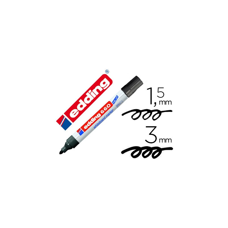 ROTULADOR EDDING PARA PIZARRA BLANCA 660 COLOR NEGRO PUNTA REDONDA 1,5-3 MM RECARGABLE