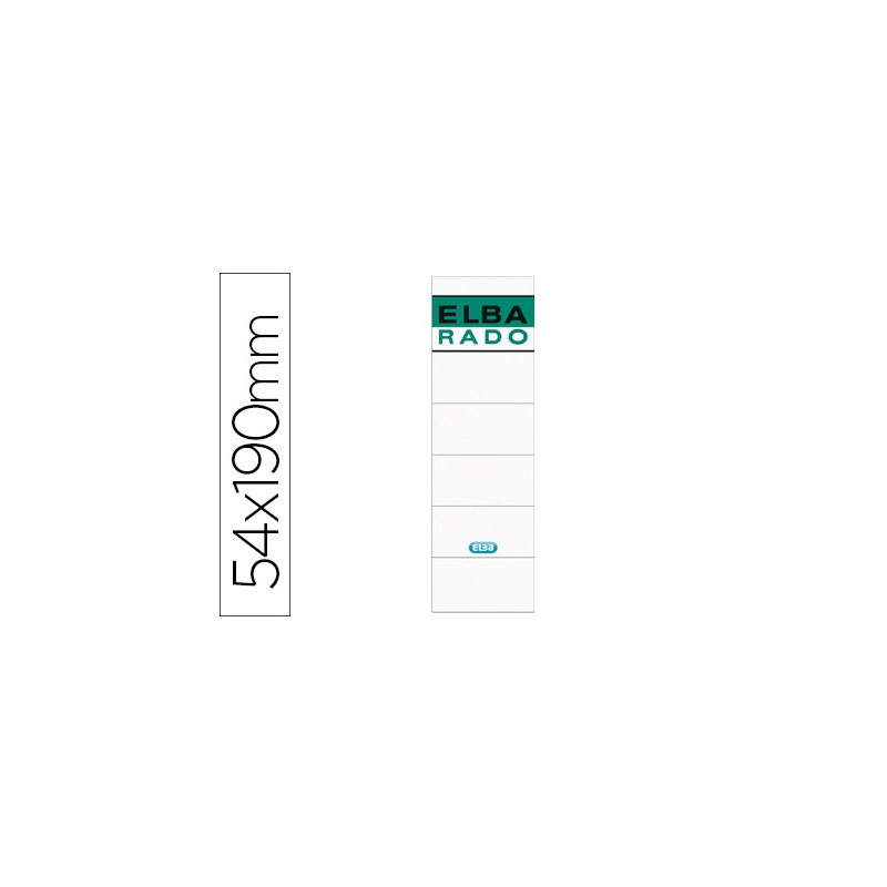 ETIQUETA ADHESIVA ELBA PARA ARCHIVADOR PALANCA LOMO 80 MM COLOR BLANCO 190X54 MM BOLSA DE 10 UNIDADE