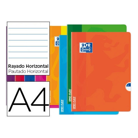 LIBRETA ESCOLAR OXFORD OPENFLEX TAPA FLEXIBLE OPTIK PAPER 48 HOJAS DIN A4 RAYADO HORIZONTAL COLORES LIBRETA ESCOLAR OXFORD OPENFLEX TAPA FLEXIBLE OPTIK PAPER 48 HOJAS DIN A4 RAYADO HORIZONTAL COLORES