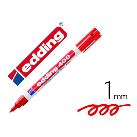 ROTULADOR EDDING MARCADOR PERMANENTE 400 ROJO PUNTA REDONDA 1 MM RECARGABLE