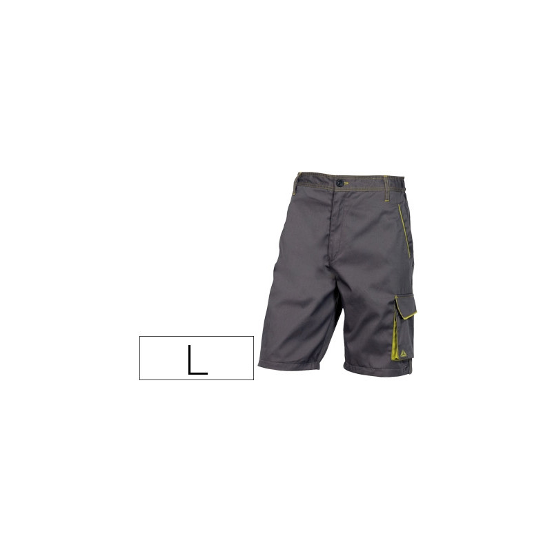 PANTALON DE TRABAJO DELTAPLUS BERMUDA CINTURA AJUSTABLE 5 BOLSILLOS COLOR GRIS TALLA L