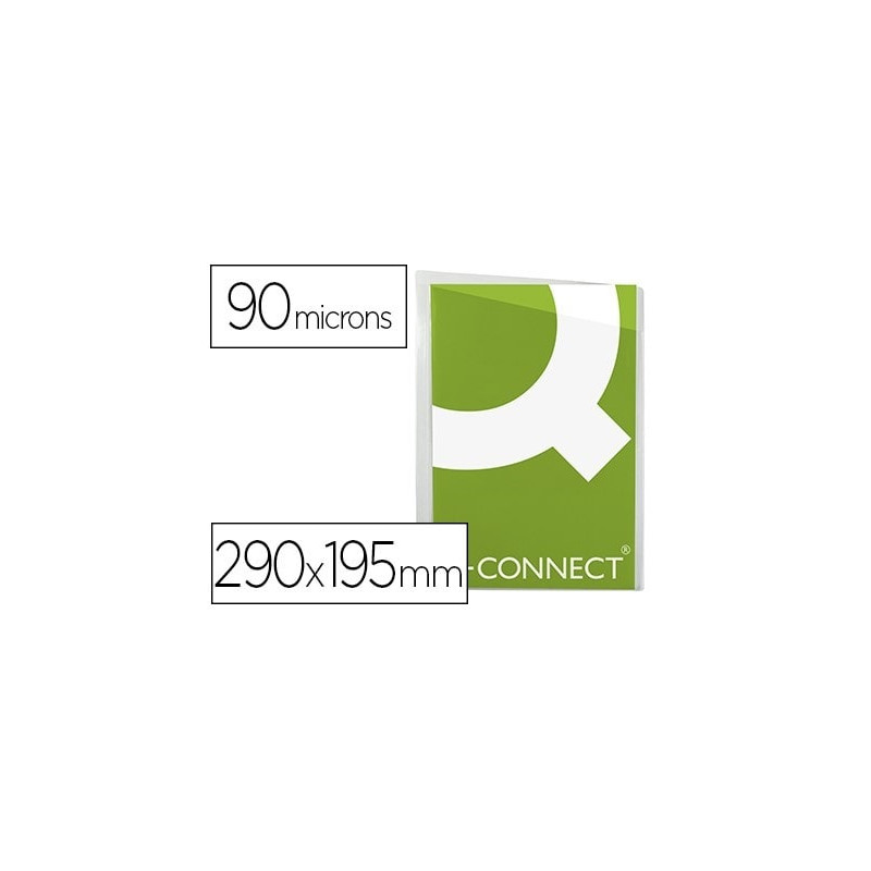 FUNDA PROTECTORA Q-CONNECT CORTE OBLICUO TRANSPARENTE DIN A4 SIN TALADROS PVC 100 MC